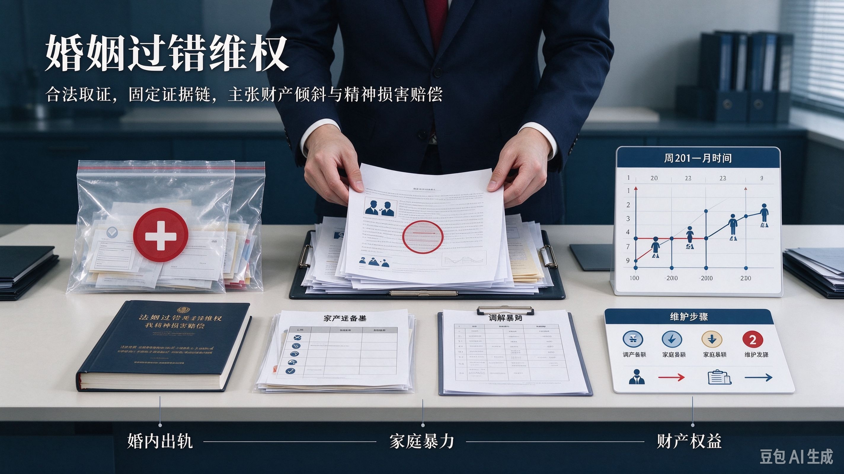 1.婚姻过错维权案件：处理婚内出轨、家庭暴力专项取证与维权，合法梳理、固定完整证据链，*大化帮助受害方主张婚姻过错精神损害赔偿与财产倾斜分割。